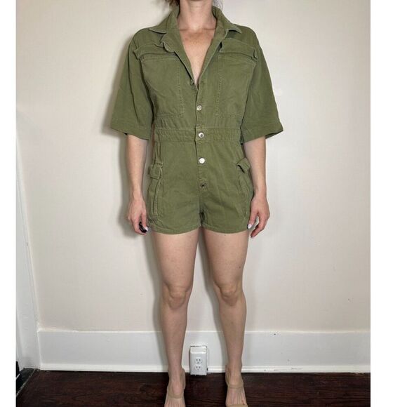 Zara Green Denim Romper Size Small - Picture 2 of 5